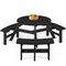 Best Choice Products 6-Person Circular Outdoor Wooden Picnic Table w/ 3 Built-In Benches, Umbrella Hole